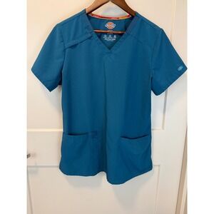 Dickies EDS Essentials Teal Stretch‎ V Neck Women's Scrub Top Size M